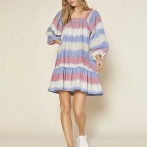 Outerknown Miro Dress Size M Oversized Puff‎ Sleeve Ruffle Organic Cotton $138